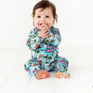 Bums and Roses “Bone Chillin” Print Footie Zippie